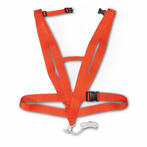 This ultra-durable safety-orange body harness frees up your arms and hands, making it easy to bring game out of the field. Featuring adjustable shoulder straps, sternum strap, and waist belt for proper fit, this hunting accessory enables maximum pulling power with minimal effort. A drag rope is included.