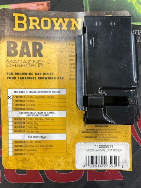 Used Browning BAR MKII, Safari, Lightweight Stalker 243, 7mm-08, 308 Magazine *NEW UNUSED w/Original Product Card*
