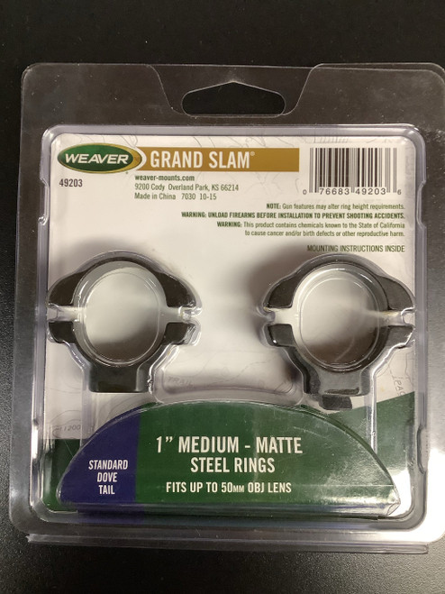 Weaver Grand Slam 1" Medium Standard Dovetail Matte