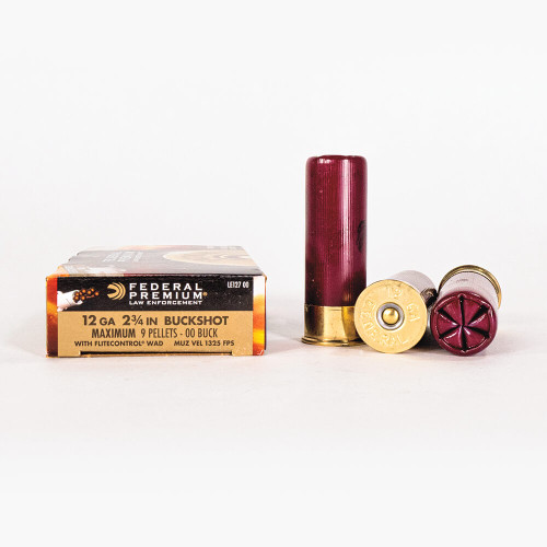Brand

Federal

Model Number

LE12700

Gauge

12 Gauge

Shot Type

00 Buckshot

Shot Size

00 Buck



Shell Length (inches)

2-3/4”

Muzzle Velocity

1325 Fps

Shot Weight

9 Pellet

Federal Premium® has turned shotshell technology 180 degrees with the new FLITECONTROL® Wad. This exciting and innovative shotshell system delivers the tightest buckshot patterns available for law enforcement—all without expensive barrel alterations or aftermarket choke tubes. Tactical Buckshot also features copper-plated shot and recoil reduction that, when combined with the FLITECONTROL wad, result in the most dependable and predictable pattern performance available. Tactical also features a solid brass head for reliable function—not brass-plated steel that can swell and cause extraction issues. To top it off, all Federal Tactical Shotshell offerings are loaded with the unique and famous, Basic-Lead Styphnate 202 primer. Federal Premium Tactical Buckshot is offered in reduced recoil 8 and 9 pellet 00, and a full power 9 pellet 00 for semi-automatic shotguns. New Tactical Buckshot featuring FLITECONTROL transforms the most basic police shotgun into a precision shooting tool.

Transform the most basic police shotgun into a precision shooting tool. This exciting and innovative shotshell system delivers the tightest buckshot patterns available for law enforcement—all without expensive barrel alterations or aftermarket choke tubes.