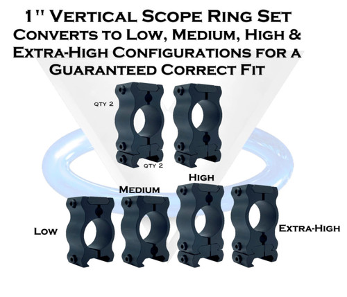 Versaring V1 Rifle Scope Rings 1” Low, Medium, High, & Extra High Heights Included, Guaranteed Correct Fit, Lifetime Warranty, Patented, Fits Weaver & Picatinny

 

Versaring’s patented technology empowers users with the flexibility to choose between low, medium, high, or extra-high scope ring heights, all from a single set of scope rings. By simply adjusting the configuration of the rings, users can achieve their desired height effortlessly, ensuring compatibility with any application.

After years of dedicated effort, Versaring has crafted patented scope rings to address a ubiquitous challenge. Our innovative solution eliminates the most frequently returned item in the industry, ensuring a precise fit every time. Versaring designs offer added value, particularly when switching rifles or scopes, as our guarantee of a correct fit is built into the very design of the scope rings.

Our Versaring line offers a variety of options, including 1″ and 30mm vertically split scope rings, as well as horizontally split scope rings in the same sizes. Additionally, we introduce an innovative low-profile hinge style available in both 1″ and 30mm. Every Versaring model is backed by a Guaranteed Correct Fit and Lifetime Warranty, providing peace of mind to our customers and ensuring their satisfaction with their purchase.

Crafted from 6061-T6 aircraft grade aluminum and meticulously machined to a tolerance of 0.002 inches, our universal scope rings guarantee full contact and secure grip of your chosen optic. These products underwent rigorous testing for 18 months, enduring harsh conditions and recoil, until they met all performance standards. Additionally, Versaring spent 9 months searching for fasteners capable of meeting the high-performance demands and standards mandated by our Lifetime Warranty.