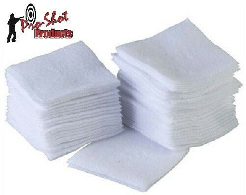 Description
Pro-Shot .45 – .58 Cal. Black Powder 100 Count- 105
American grown Cotton & American Design come together to form the best cleaning patch in the world! Experience the advantage with Pro-Shot’s Superior Weave Technology (SWT), our High thread count with tightly woven material along with our double napped finish on both sides.  Our (SWT) Superior Weave Technology creates a cleaning patches that have become known worldwide for their unparalleled cleaning ability.  Dozens of world records have been shattered with shooters using our cleaning patches!  Pro-Shot Cleaning Patches are the foremost in cleaning technology and quality, often imitated, never duplicated!!
The fact is well-known that nothing surpasses 100% COTTON FLANNEL FABRIC for purposes of absorbing foreign matter and residue, and in turn carry it through the BORE with the LEAST amount of abrasive contact to the barrel’s rifling.  Pro-Shot’s cleaning patches provide Maximum Cleaning Power and Barrel Protection! Clean Faster, Easier, and Protect your barrel with Pro-Shot 100% Cotton Flannel (finished both sides) Cleaning Patches!
• American Grown finest quality cotton, milled in America to Pro-Shot Specifications
• Consistent thickness, shape, and white in color
• Designed to handle all solvent types, even harsh chemicals
• SWT- Superior Weave Technology- Exclusive thread count with a weave designed to catch/trap more fouling
• Finished on both sides for extreme absorbency
• Packaged in reusable zipper top bags
• Made in USA