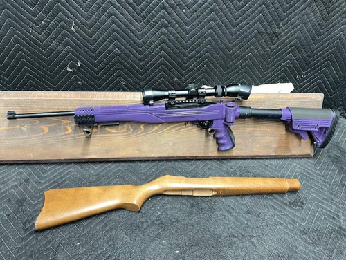 Used Ruger 10/22 22lr 10rds in ATI Folding/ADJ Stock w/Scope & Original Wood Stock