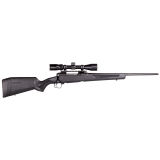 The complete package is finally here. The Apex Hunter XP pairs a Model 110 rifle with a 3-9x40mm Vortex® Crossfire II scope that comes mounted, bore-sighted and ready to hunt. The platform provides accuracy and adjustability like no other package rifle thanks to the Savage® AccuTrigger™, thread-in headspacing, floating bolt head and precision button-rifled barrel. Plus, its length-of-pull can be easily adjusted to fit any hunter for better comfort and consistency. The Crossfire II’s Dead-Hold BDC reticle makes it easy to place accurate shots at extended range, and the optic is securely mounted to a one-piece EGW 0 MOA rail.