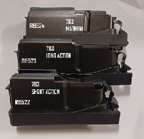 Remington Model 783 Long Action (Magnum) Magazine - 3 Rounds

This is an OEM replacement magazine designed specifically for the Remington Model 783 in its long action magnum caliber configuration. With a 3‑round capacity, it’s ideal for shooters needing a reliable spare or replacement for a malfunctioning or missing magazine.