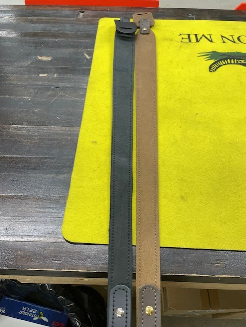 Custom Handmade Adjustable Brown Leather Rifle Sling w/No Swivels - Moose Head Stamp