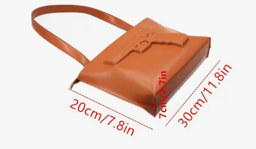 Brown Faux Leather Purse w/ Pressed Pistol Image