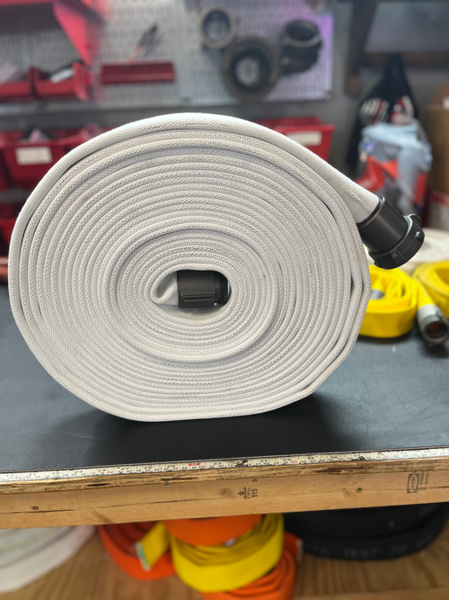 1 1/2" White SJ Fire Hose 50ft W/ FNH x MNH