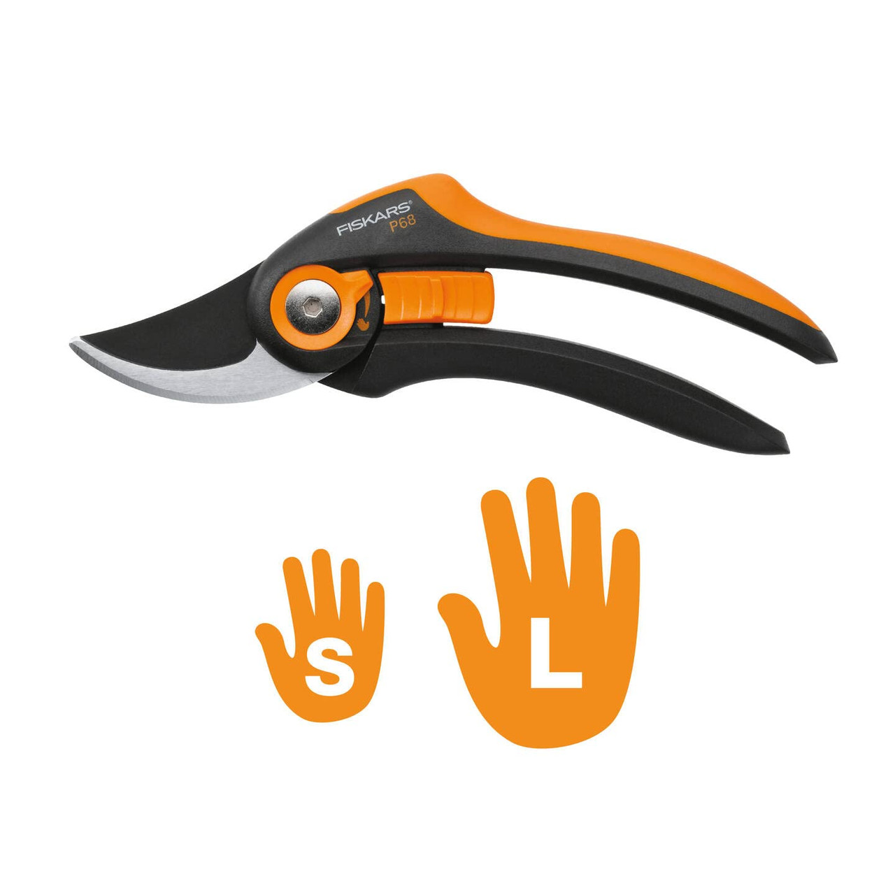 Fiskars SmartFit Pruner Bypass P68, Cutting Diameter Adjustable Up to 5/8" Cut, Steel Blades with Non-stick Coating/Fiberglass Reinforced Plastic Handles, Length:8 inches, Black/Orange, 391171-4001 - Thumbnail 3