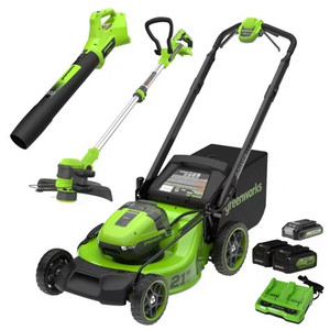 Greenworks POWERALL 3pc Combo Kit - 21" Lawn Mower 12" String Trimmer 320 CFM Leaf Blower Greenworks POWERALL 3pc Combo Kit - 21" Lawn Mower 12" String Trimmer 320 CFM Leaf Blower