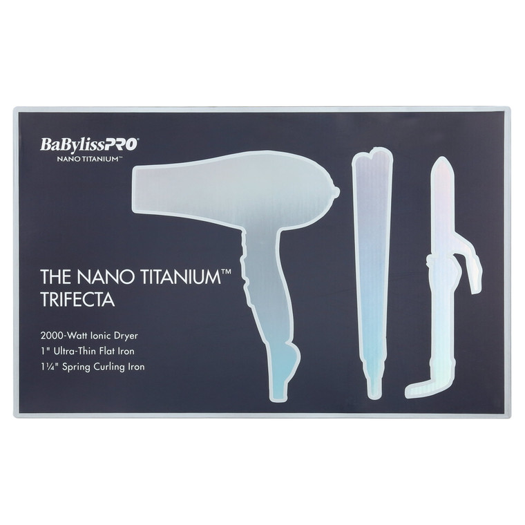 BabylissPro 1 1/4" Spring Curling Iron, 1" Ultra-Thin Flat Iron, and Ionic Dryer Trio Prep
