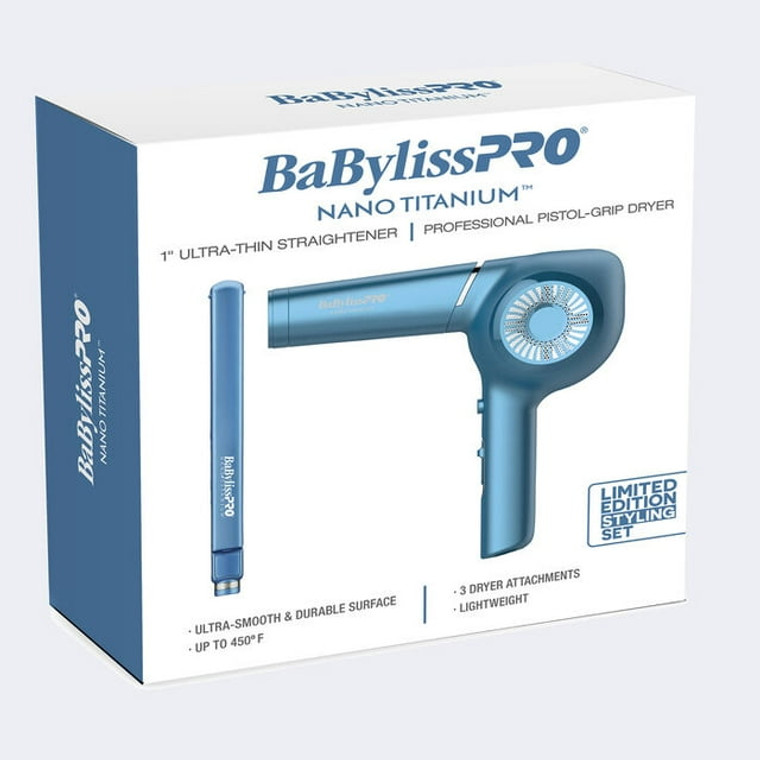 BaBylissPRO Nano Titanium 1" Ultra-Thin Straightener & Professional Pistol-Grip Hair Dryer
