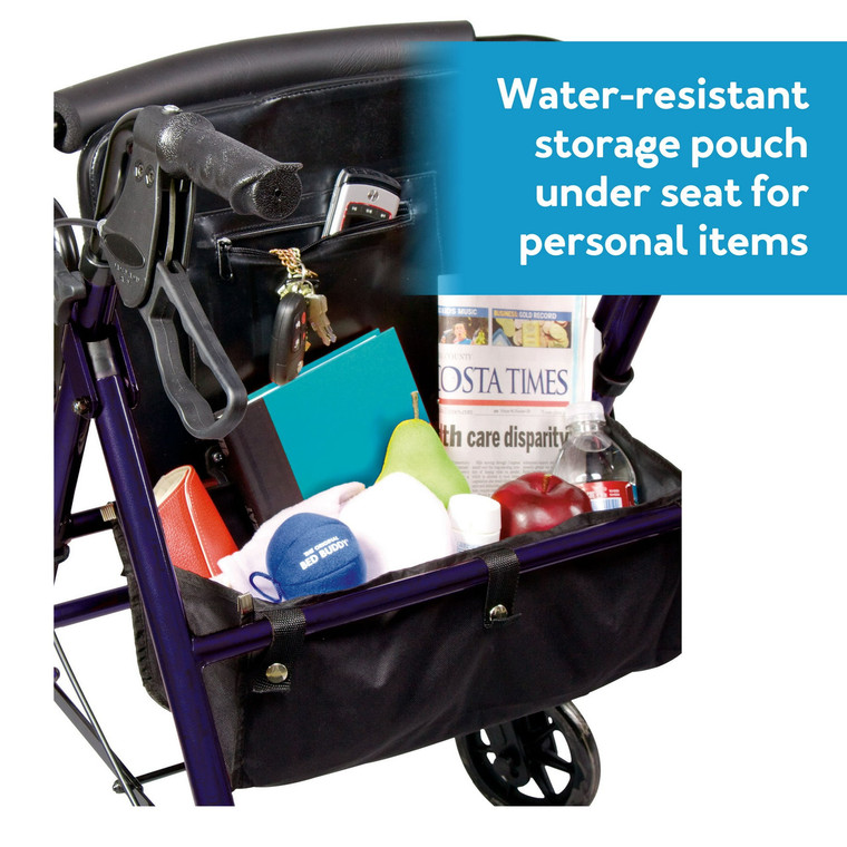 LOT OF 50 Carex Steel Rollator Transport Walker with Padded Seat, 6" Wheels & Storage Pouch, 350 lb