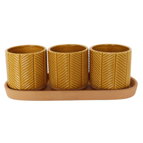 Zari Planters On Saucer Mustard