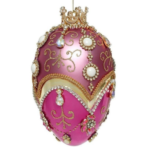 Ornament - King's Jewels Faberge Jeweled Egg 7" Purple Ornament - King's Jewels Faberge Jeweled Egg 7" Purple