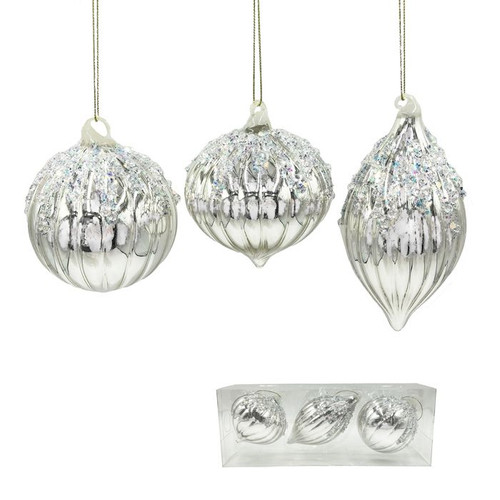 Glass Bauble - Champagne Ice 8cm Champagne