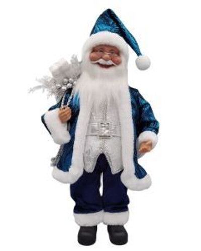 Musical Santa Blue/Silver 45cm