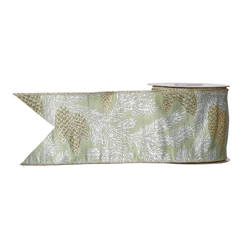 RAZ Ribbon - Leaf Pattern Wired Per Metre