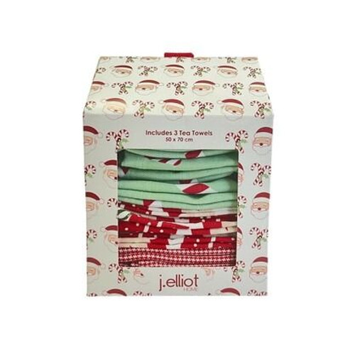 Tea Towel Gift Set - Festive Noel 3pk Multi