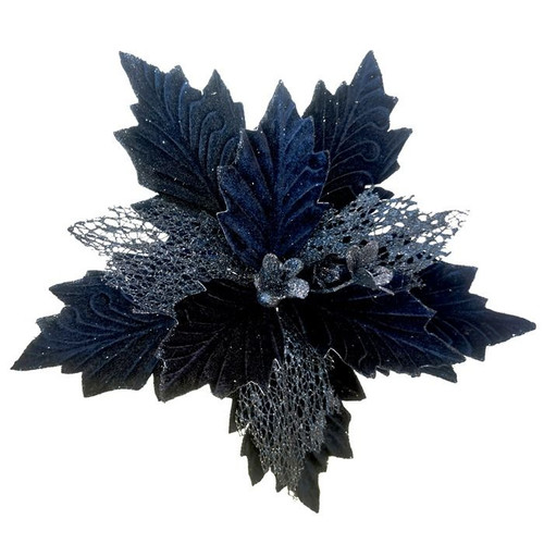 Clip Poinsettia - Navy 2 Tone 31cm Navy