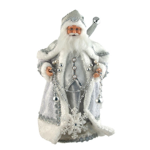 Fabric Santa With Snowflake 47cm Silver/White