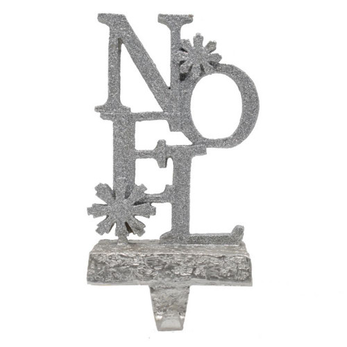 Resin Stocking Holder 'Noel' 20cm Silver