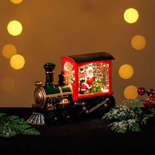 Snowing Mini Train With Santa 13.5cm Multi