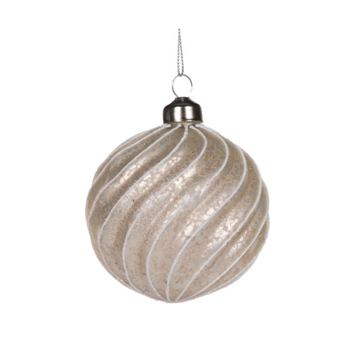 Bauble - Antique Swirl 8cm Matte Silver