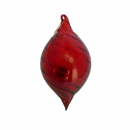 Bauble Long Drop - Red Swirl 15cm