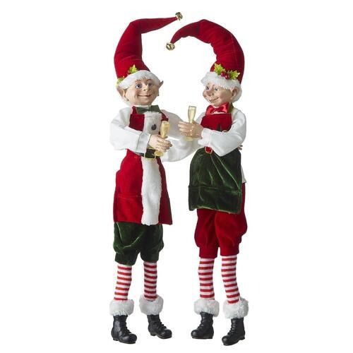 Elf - Posable w/Champagne Glasses  61cm