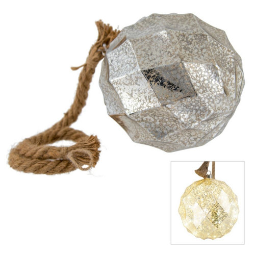 Glass LED Rope Ball 20cm Champagne