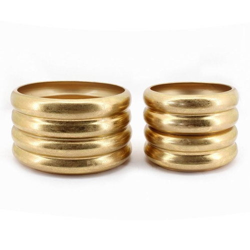 Metal Ribbed Tree Pot Lrg  45cm Gold