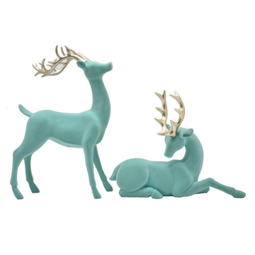 Resin Flocked Reindeer Assorted Teal