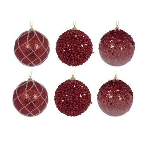 Bauble Pack - Shatterproof Red Asst 6pk Red