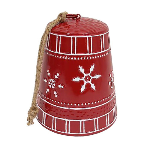 Metal Bell With Rope 20cm Red