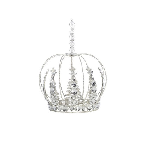 Metal Crown Tree Topper - Clear 15cm Silver