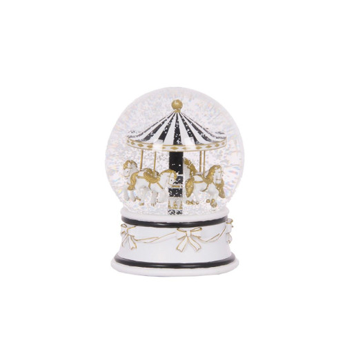 Musical Snow Globe Merry-Go-Round 16cm White