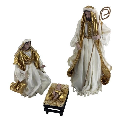 Nativity 3pc Set Ivory & Gold 40cm Ivory