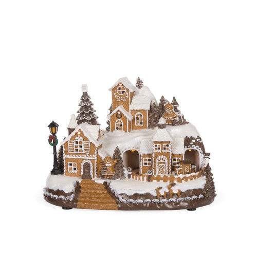 Piped LED Gingerbread Chalet 8cm