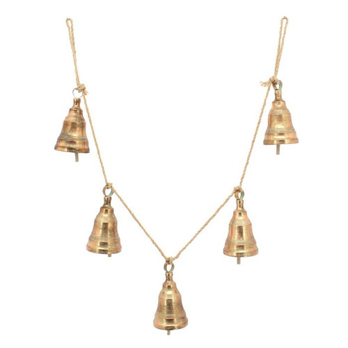 Rope Metal 5 Bell Garland  95cm Copper
