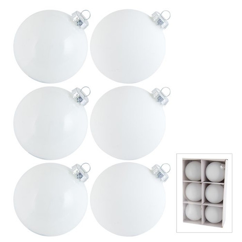 Glass Bauble - White 6pk