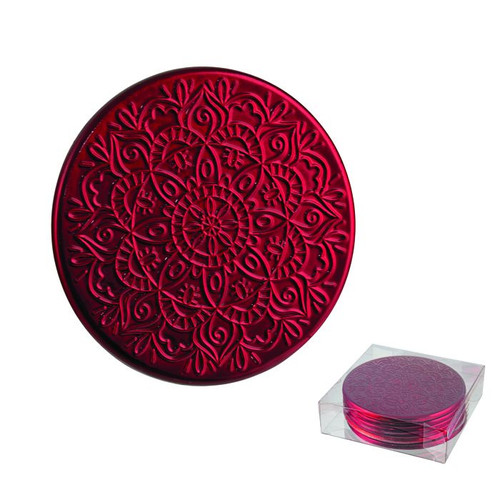 Filigree Coaster Set 6pk Red