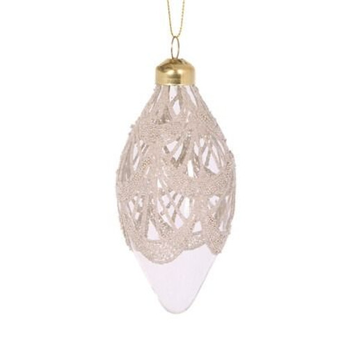 Bauble Lace Drop 11cm Champagne