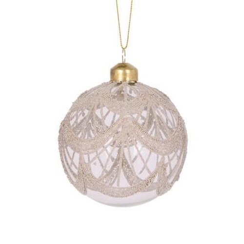 Bauble Lace Round 8cm Champagne