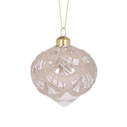 Bauble Lace Onion 8cm Champagne