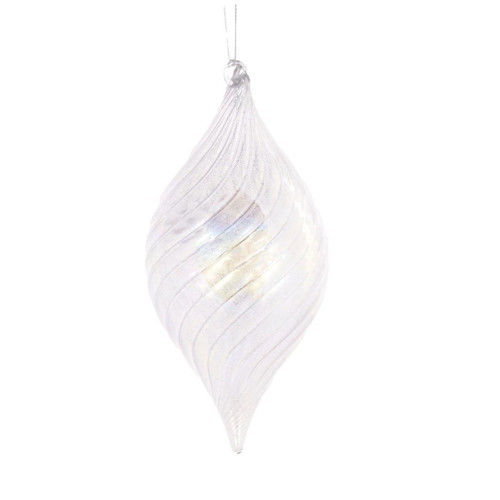Bauble - Silver Swirl Drop High Shine 17cm
