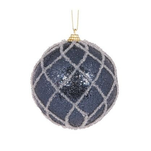 Bauble - Navy Lattice Ball 10cm Navy