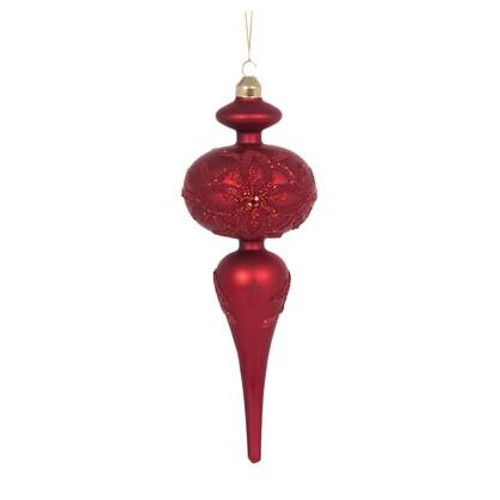 Bauble - Red Embellished Bead Finial 23cm Red