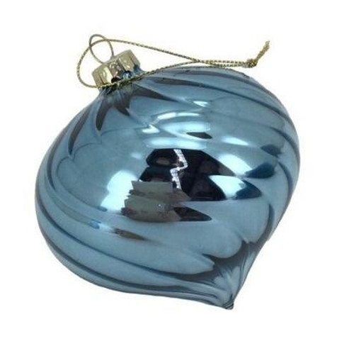 Bauble - Shiny Drop Blue 10cm Blue