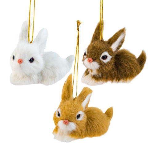 Faux Fur Hanging Rabbit Assorted 12cm